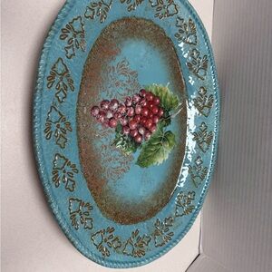 Susan Winget Rustic Grape Oval 16" Ceramic Certified International Platter